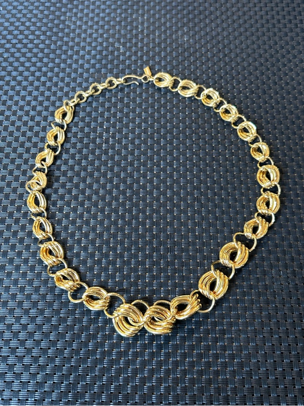 Vintage & Rare Monet Gold Plated Statement Necklace Classic Twist Link